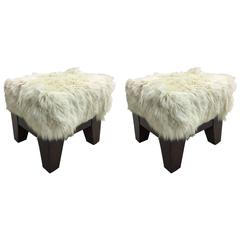 Pair of Italian, 1930s, Sheepskin Stools/Benches 9