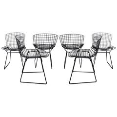 black wire chairs Six Harry Bertoia for Knoll Black Wire Dining Chairs