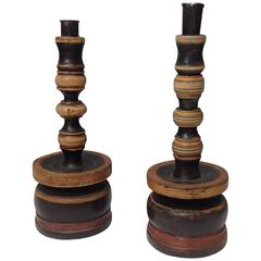 19th Century Norwegian Carved Candlesticks