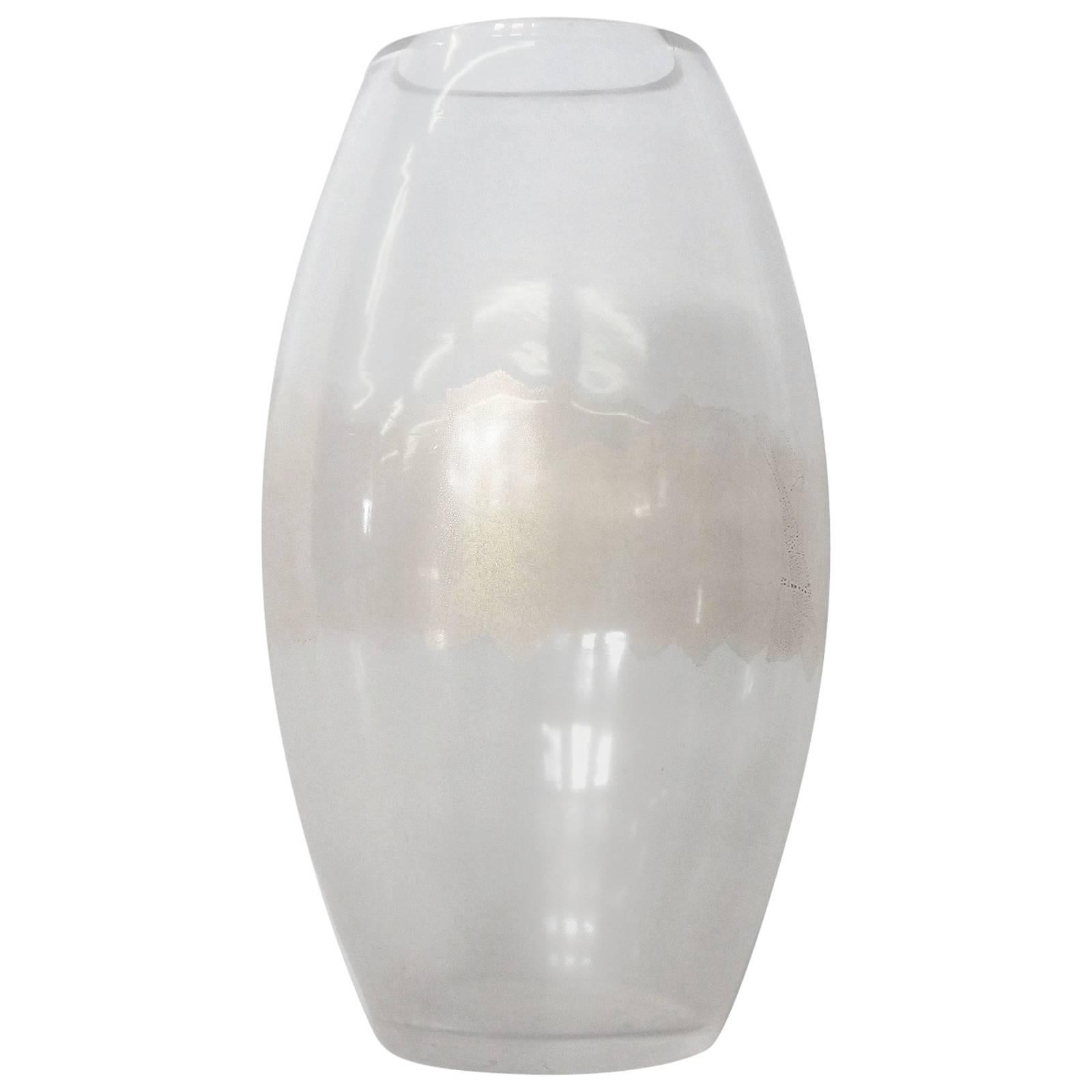 Opalescent with Gold Fleck Seguso A.V. Italian Glass Vase