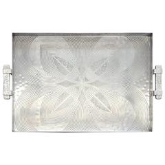Canterbury Arts Art Deco Moderne Hammered Aluminum Serving Tray 11