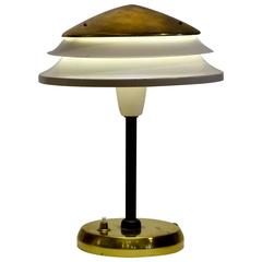 Modernist Czech, 1950s Cream and Brass Desk Lamp