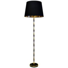 Elegant 1960s French Brass and Black Floor Lamp