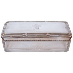 French 19th Century Crystal Box with .950 Silver Lid
