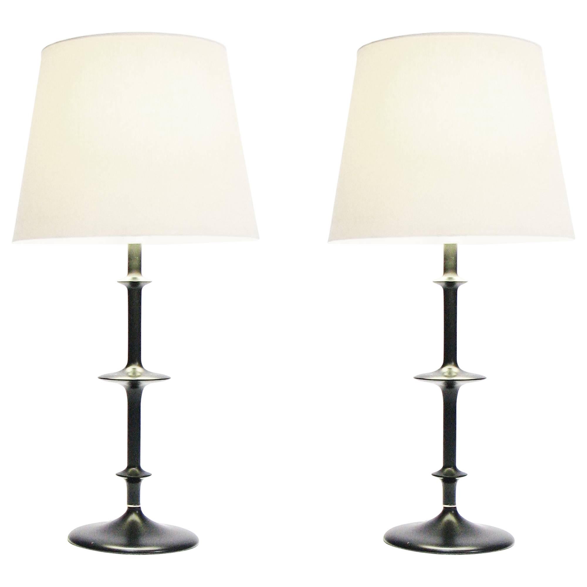 Pair of Exquisitely-Detailed Spindle Lamps by 20th Century Design Studios For Sale