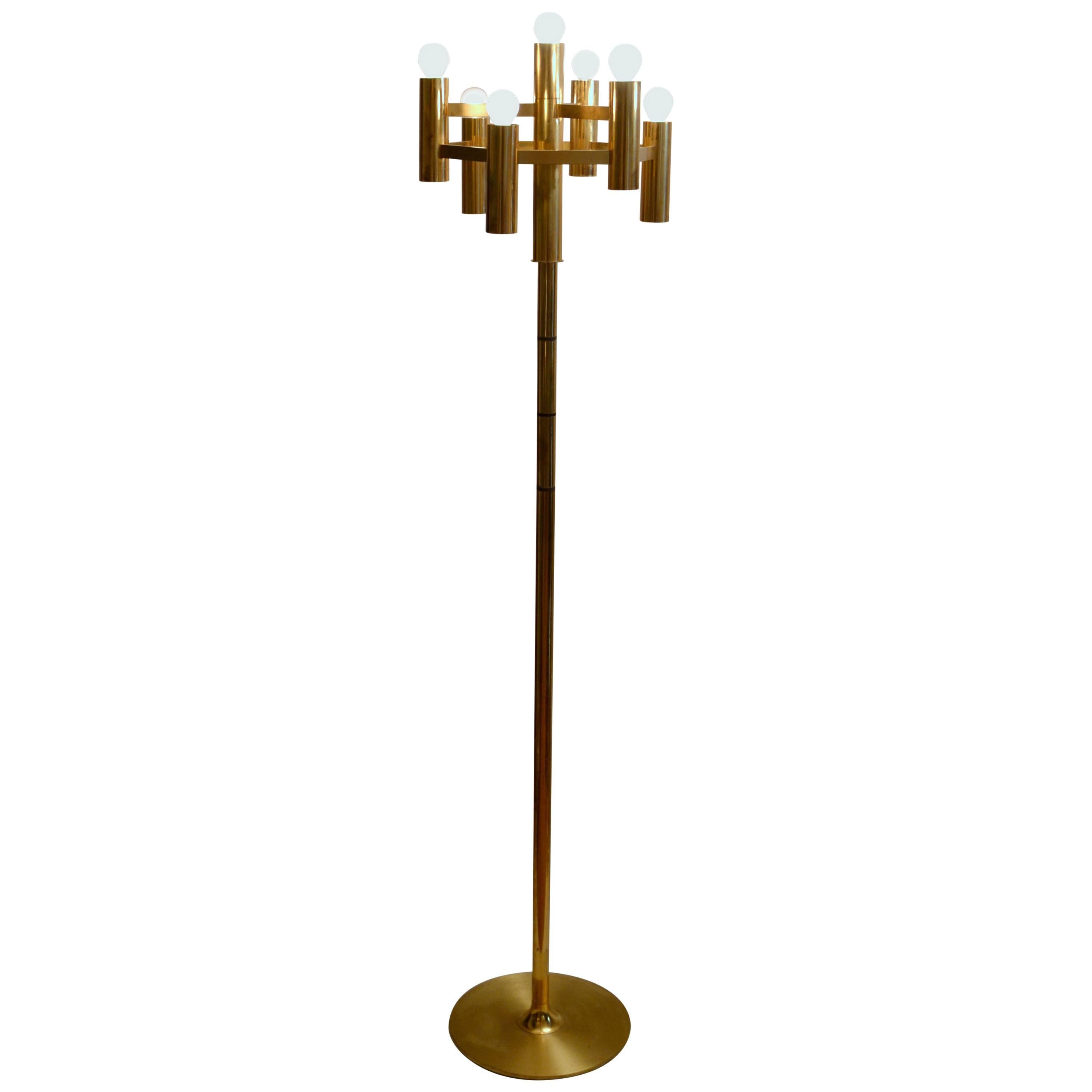 Geometric 1960s Sciolari Brass Floor Lamp