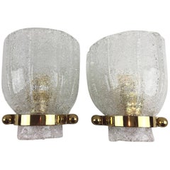 Pair of Calyx Pattern Modernist Hillebrand Glass Sconces - SPECIAL PRICE