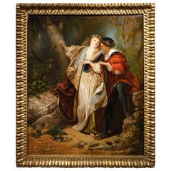 Scene Representing Paolo and Francesca, Oil on Panel, France, 19th Century