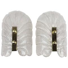 Pair of Calyx Form Modernist Murano Glass Sconces 1