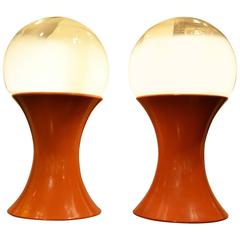 Beautiful Pair of Two Red Light by Stilnovo, Bruno Gatta, circa 1960
