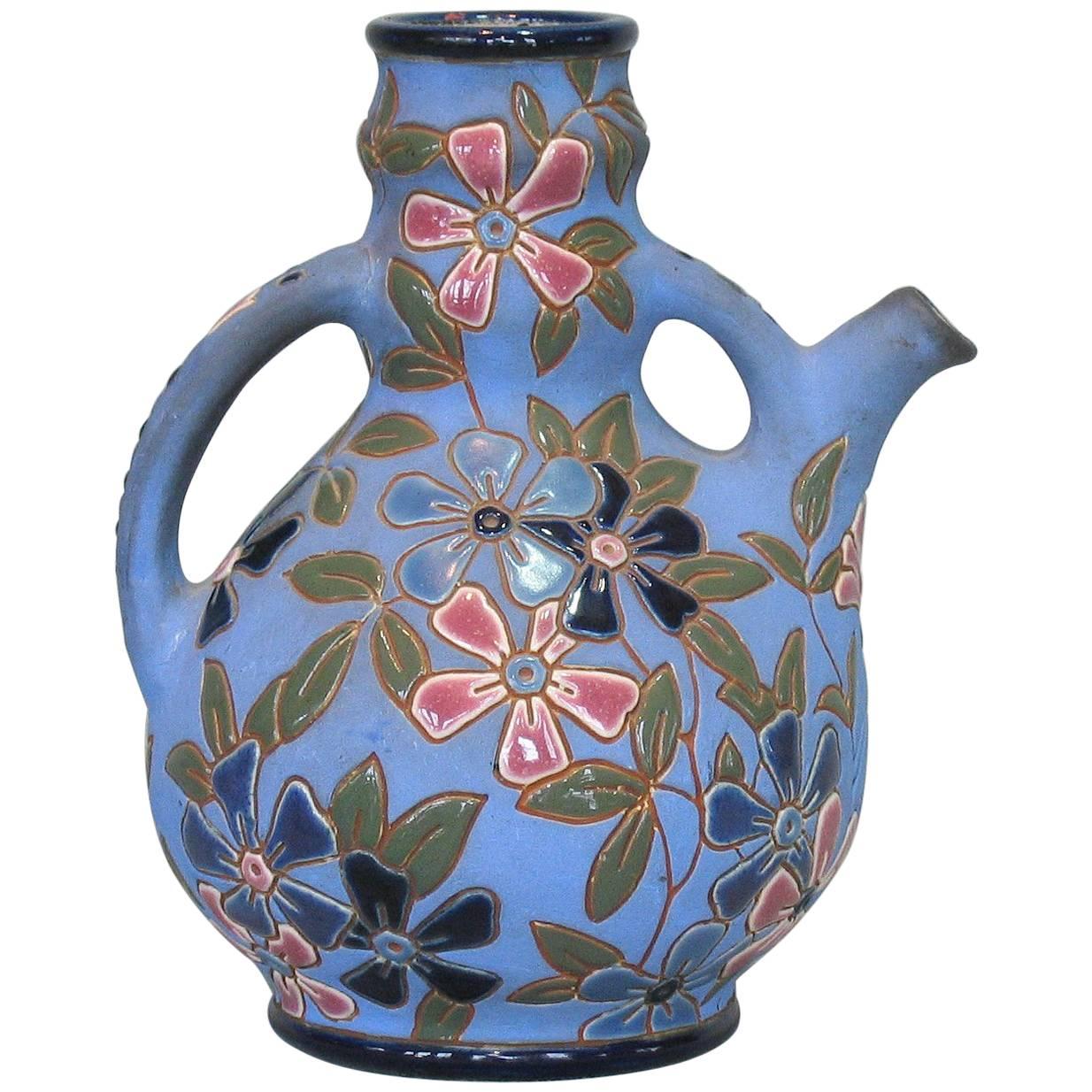 Czechoslovakian Glazed Earthenware Pitcher by Amphora, circa 1918-1939