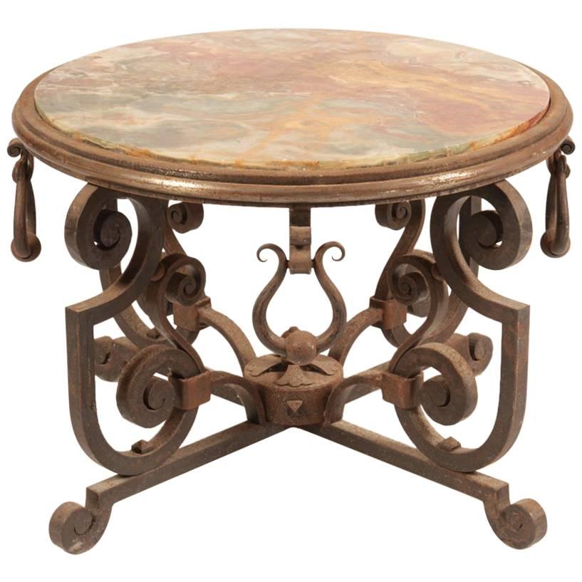 Art Deco French Wrought Iron Coffee Table For Sale