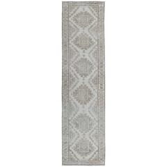 Vintage Oushak Runner with Central Medallions and Ornate Border 7