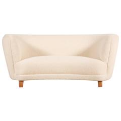 Two-Seat Curved Sofa, Denmark, 1940s 2