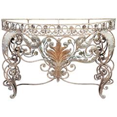 French, Mid-19th Century, Wrought Iron Console Table