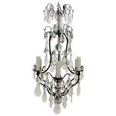 Antique Six-Light French Crystal Chandelier