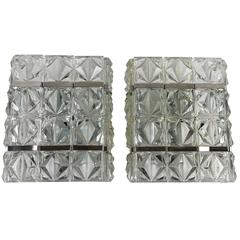 Pair of Kinkeldey Style Sconces Glass and Chrome 8