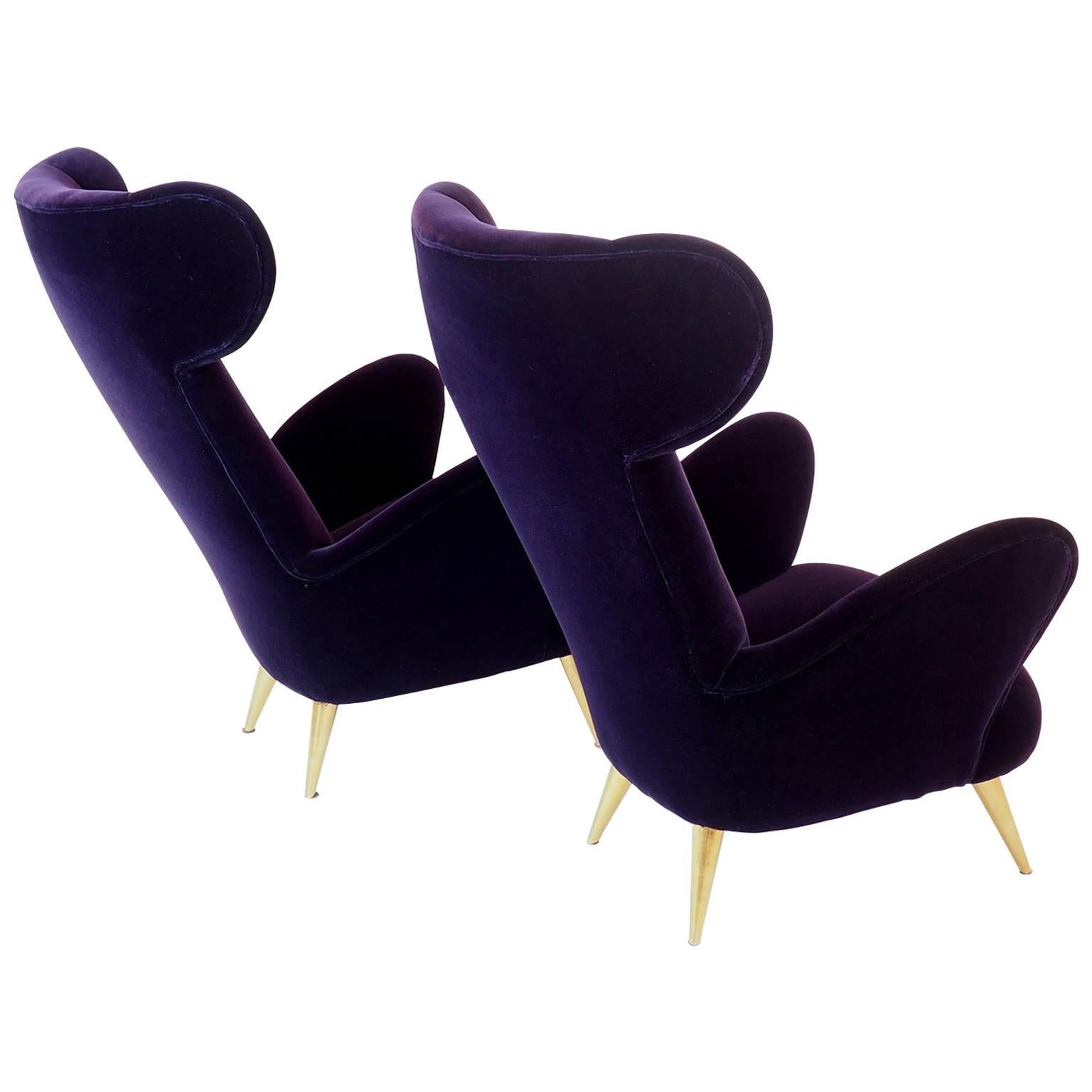 Italian Sumptuous and Unique Lounge Chairs manufacture "Scuola Torinese", 1950 For Sale
