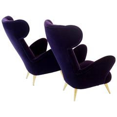 Italian Sumptuous and Unique Lounge Chairs manufacture "Scuola Torinese", 1950