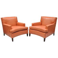 Pair of Vintage Curved Front Mid-Century Modern Club Chairs after Harvey Probber