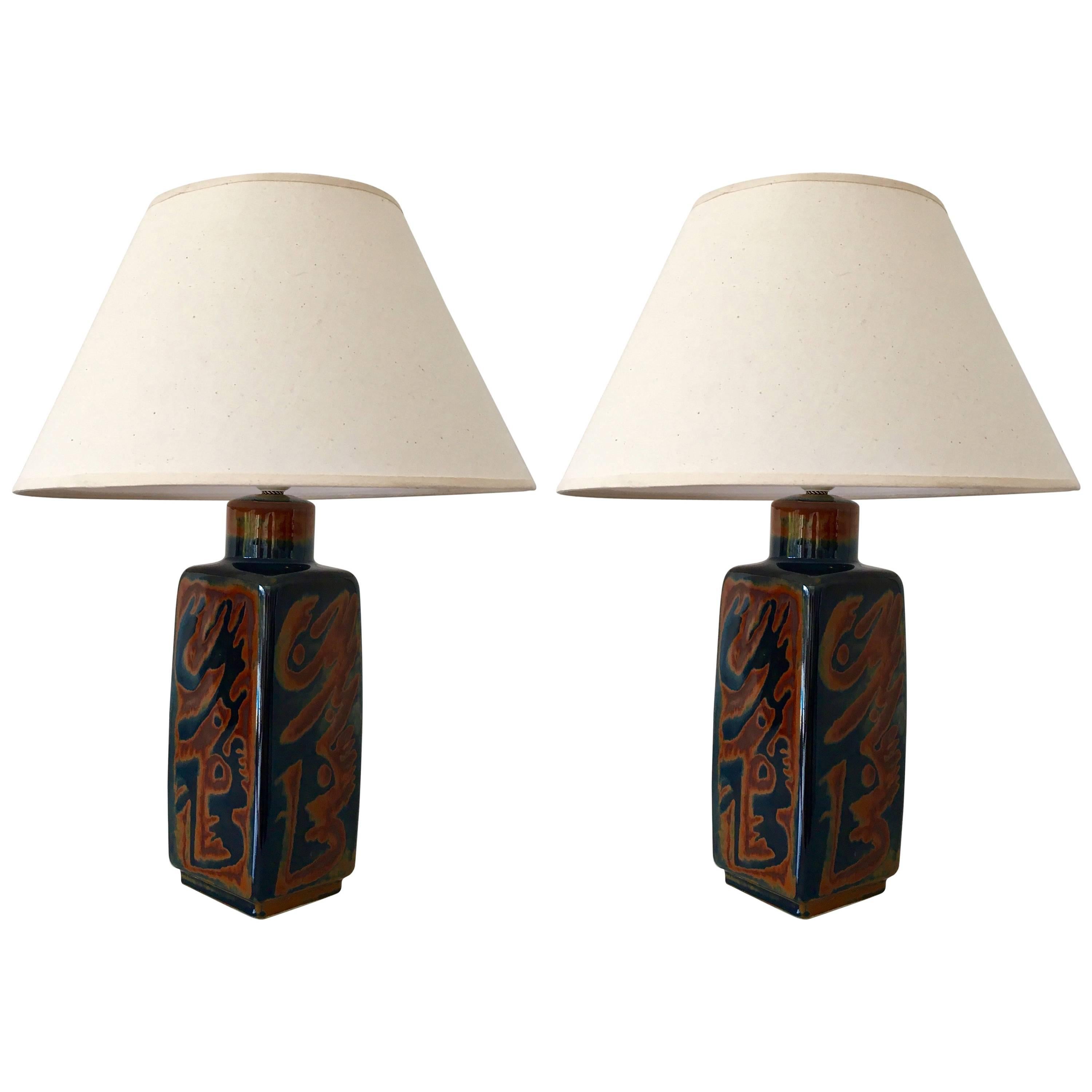 Pair of Ceramic Table Lamps by Carl Harry Stalhane, Sweden, circa 1960 For Sale