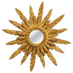 Artist Signed Carved Sunburst Mirror