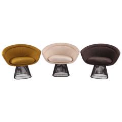 Three Warren Platner Knoll Bronze Lounge Chairs and Ottoman