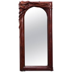 Sculptural Leather Wall Mirror