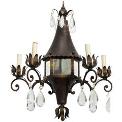 Italian Tole and Mirrored Chandelier