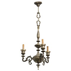 Vintage French Style Three-Arm Silver Plate Chandelier