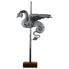 Early 20th Century French Zinc Full Bodied Wyvern or Dragon Weathervane
