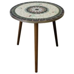 Mid-Centuy Modern Tile Mosaic Round Side Table