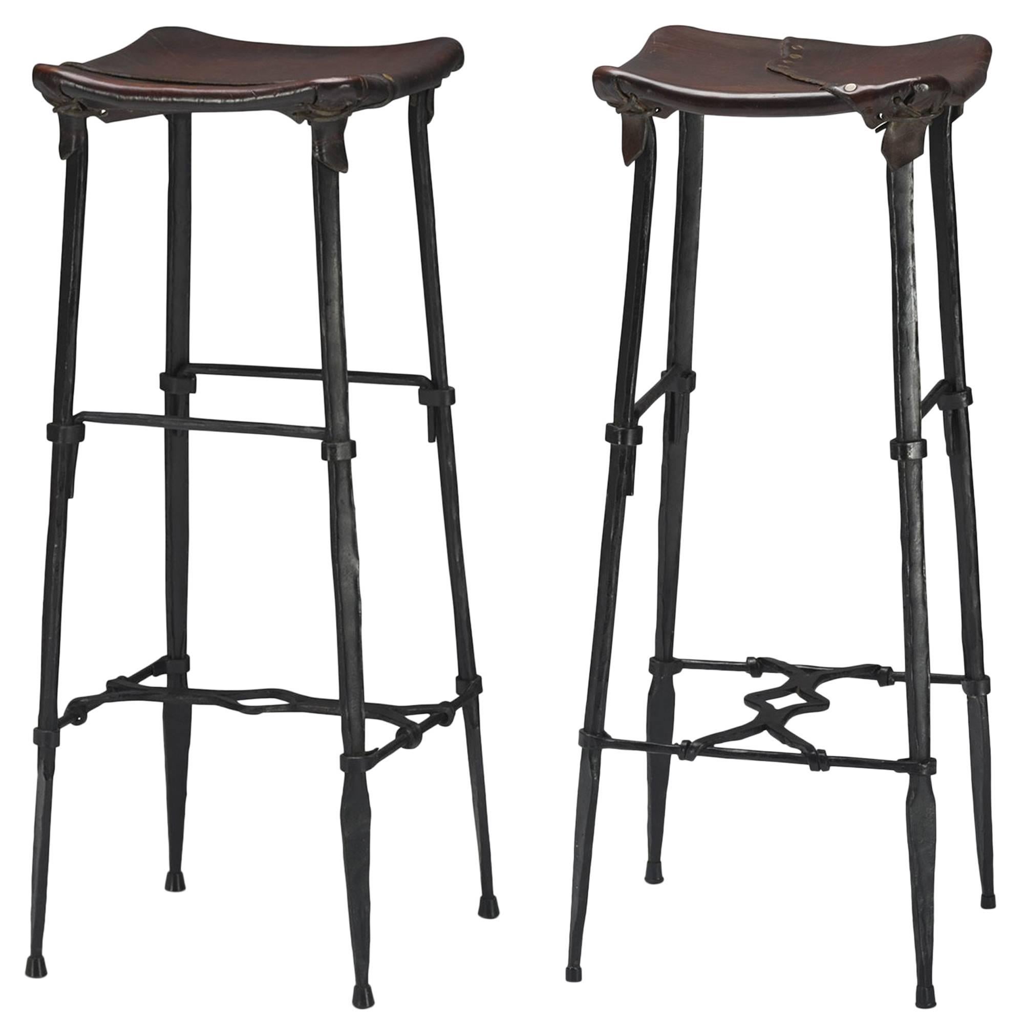 Pair of Bar Stools by Sido and François Thevenin for Sawaya & Moroni For Sale