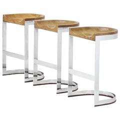 Set of Three Counter Stools by Warren Bacon