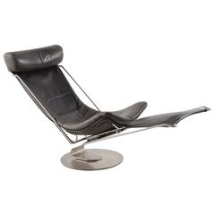 Vintage Cantilevered Steel and Leather Convertible Chaise