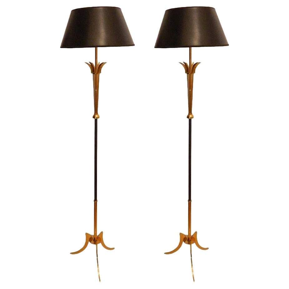 Pair of Floor Lamp by Maison Lunel, 1950 at 1stDibs