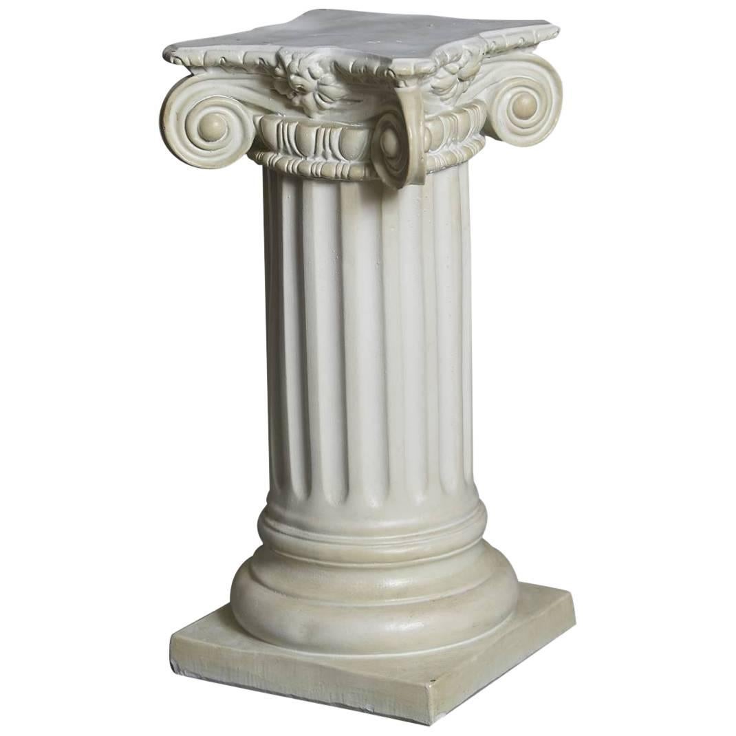 Greek Style Plaster Pedestal or Column with Chapiteau in New Ionic Order