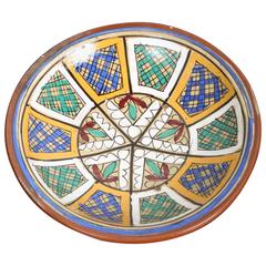 Hand-Painted Moroccan Antique Pottery Bowl 2
