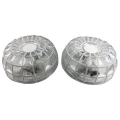 Pair of Limburg Honeycomb Iron and Clear Glass Flush Mount