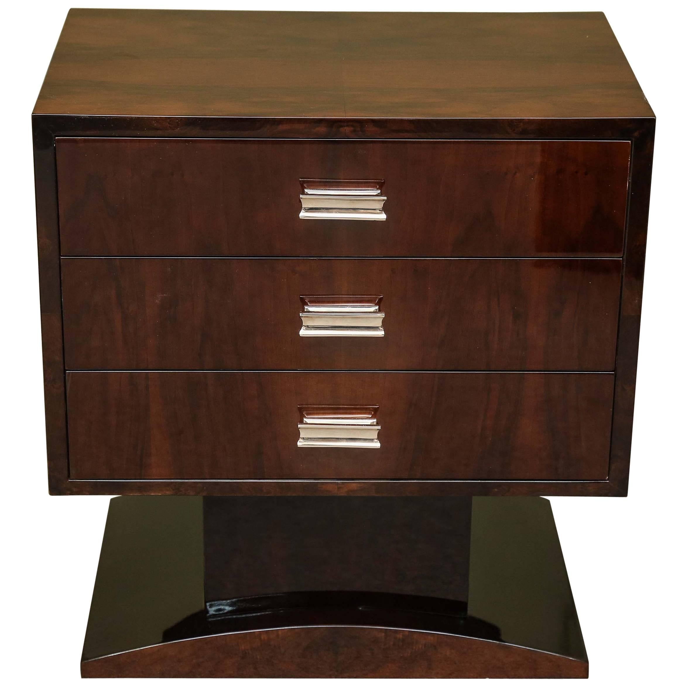 Art Deco French Chest of Drawers or Side Table in Walnut