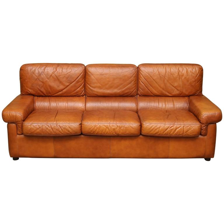 Italian MidCentury Leather Sofa For Sale at 1stdibs