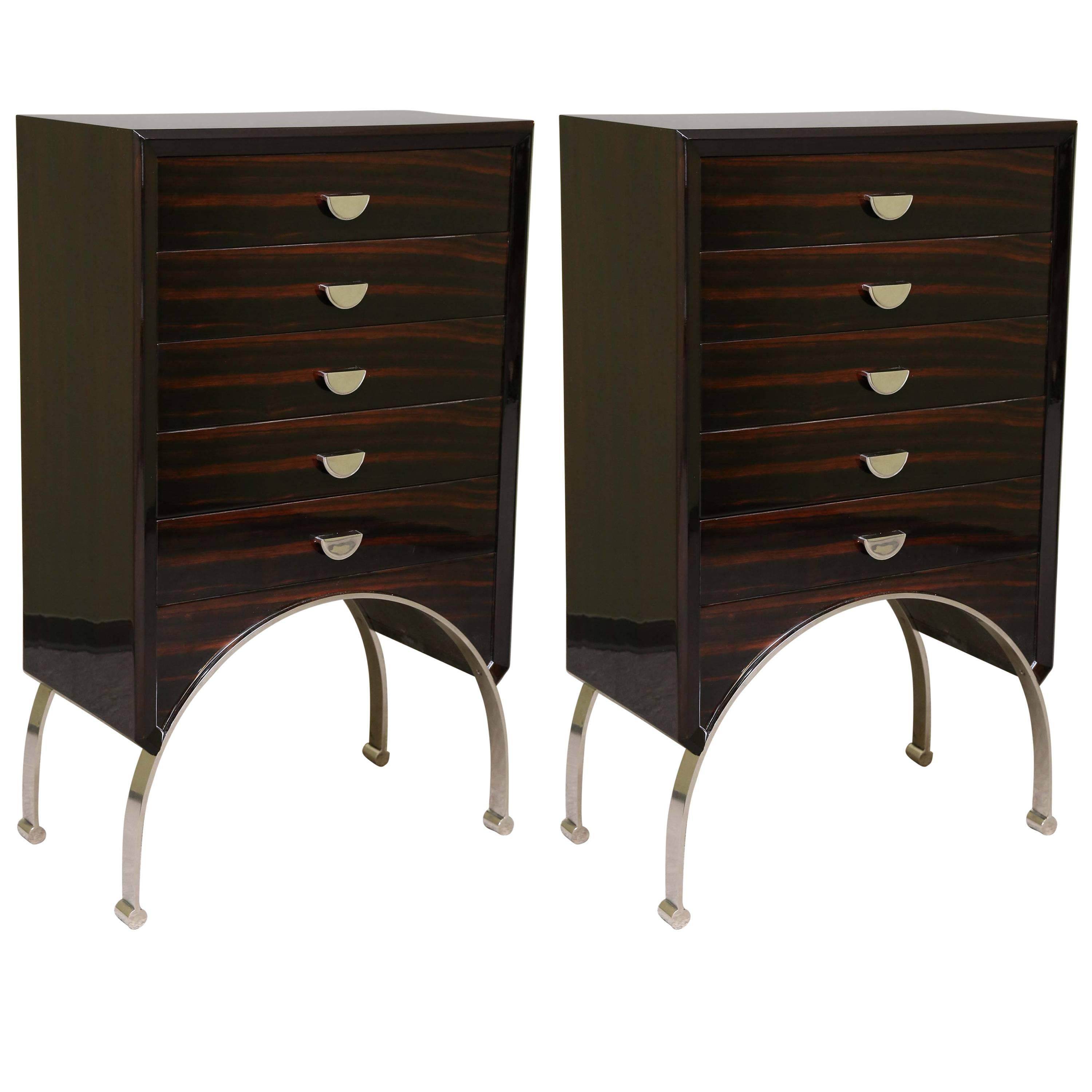  Art Deco Chest of Drawers in Macassar and Walnut