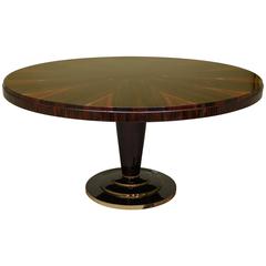 French Art Deco Round Table in Macassar