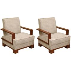 Pair of Art Deco Walnut Hungarian Armchairs 8