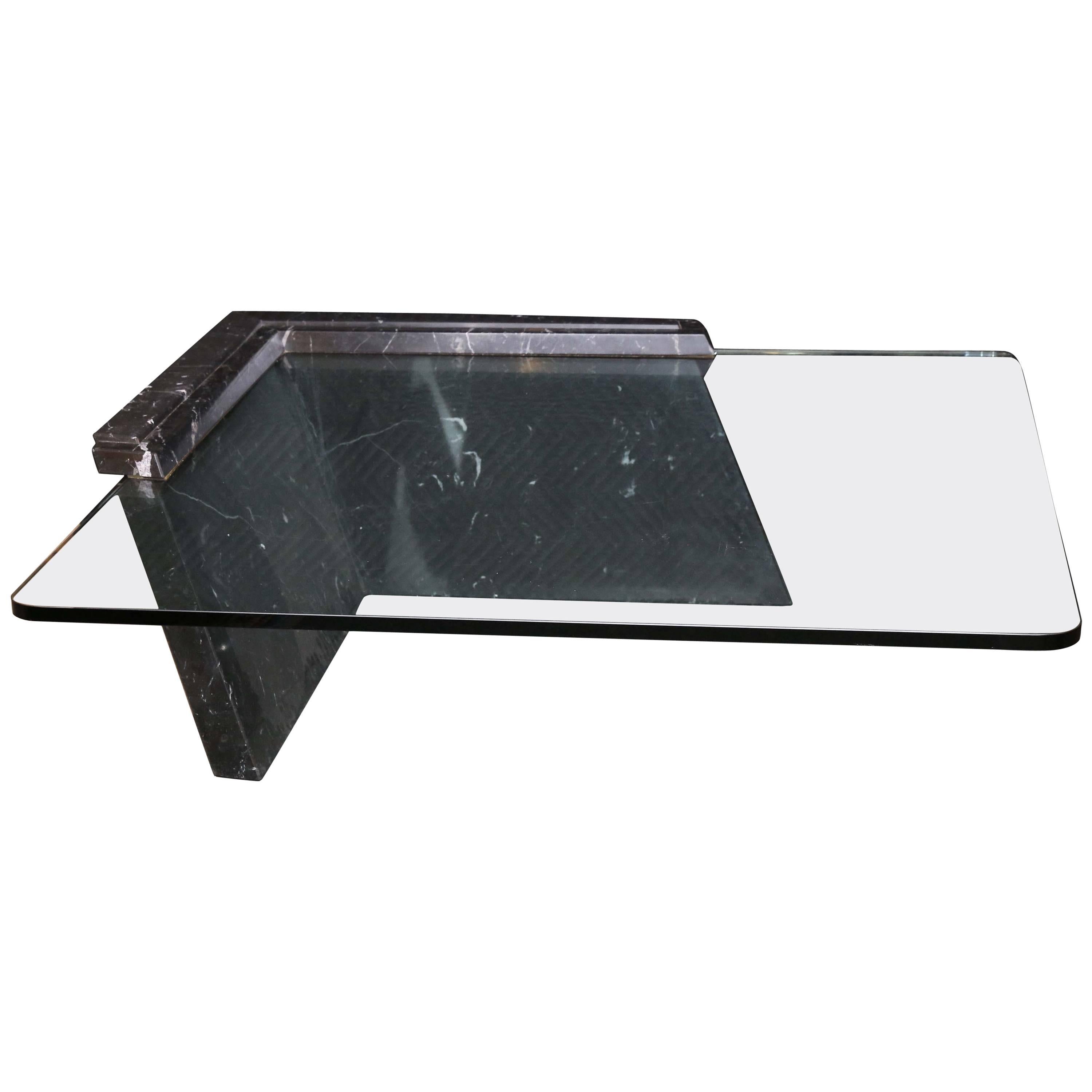 Italian Art Deco Glass and Marble Coffee Table