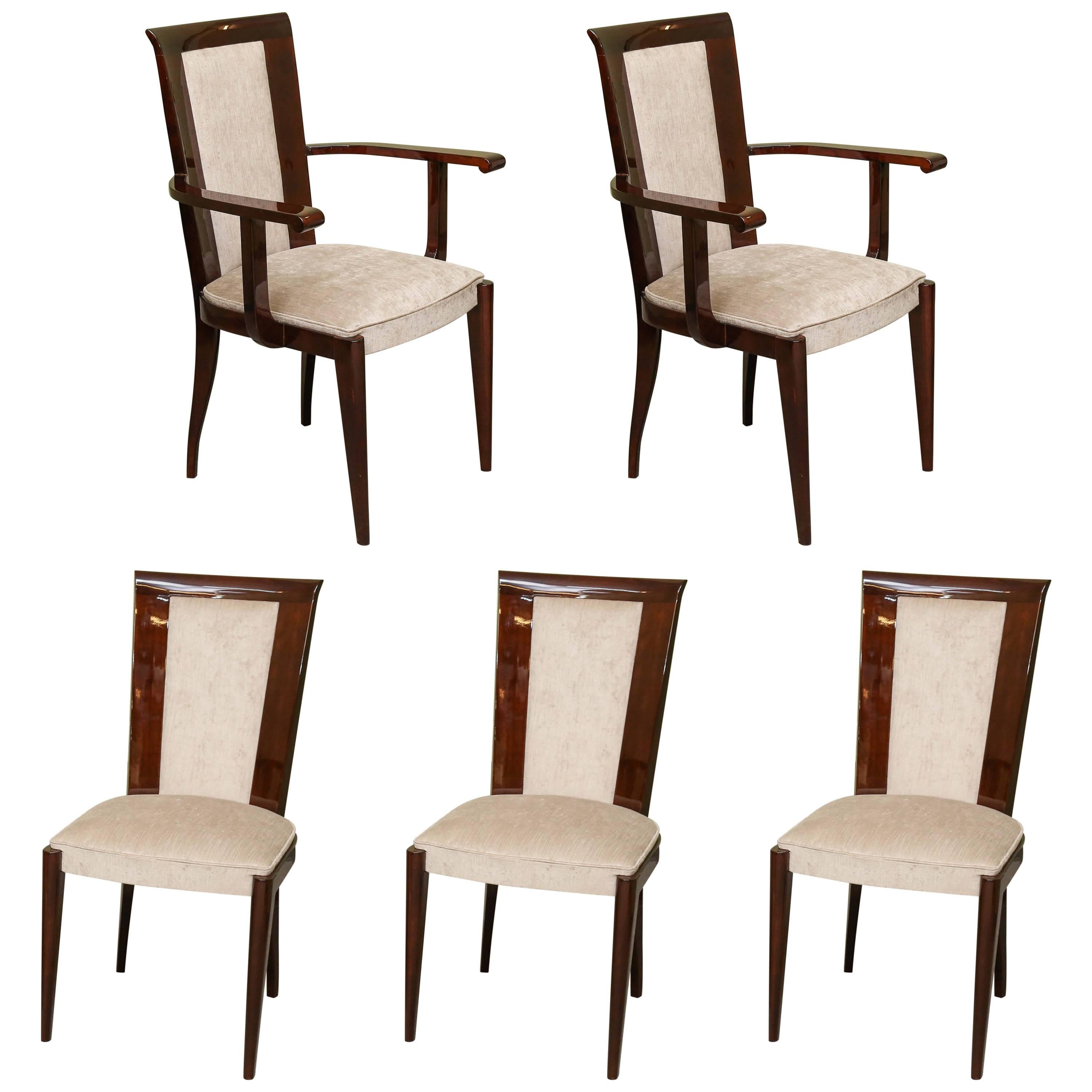 Set of Ten Art Deco Dinning Chairs in Beechwood