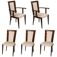 Set of Five Art Deco Dinning Chairs in Beechwood 5