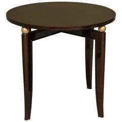 Round French Art Deco Side Tables in Walnut