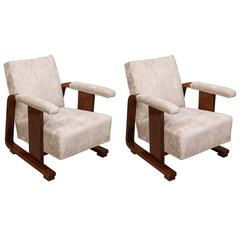 Pair of Hungarian Art Deco Armchairs in Walnut 7