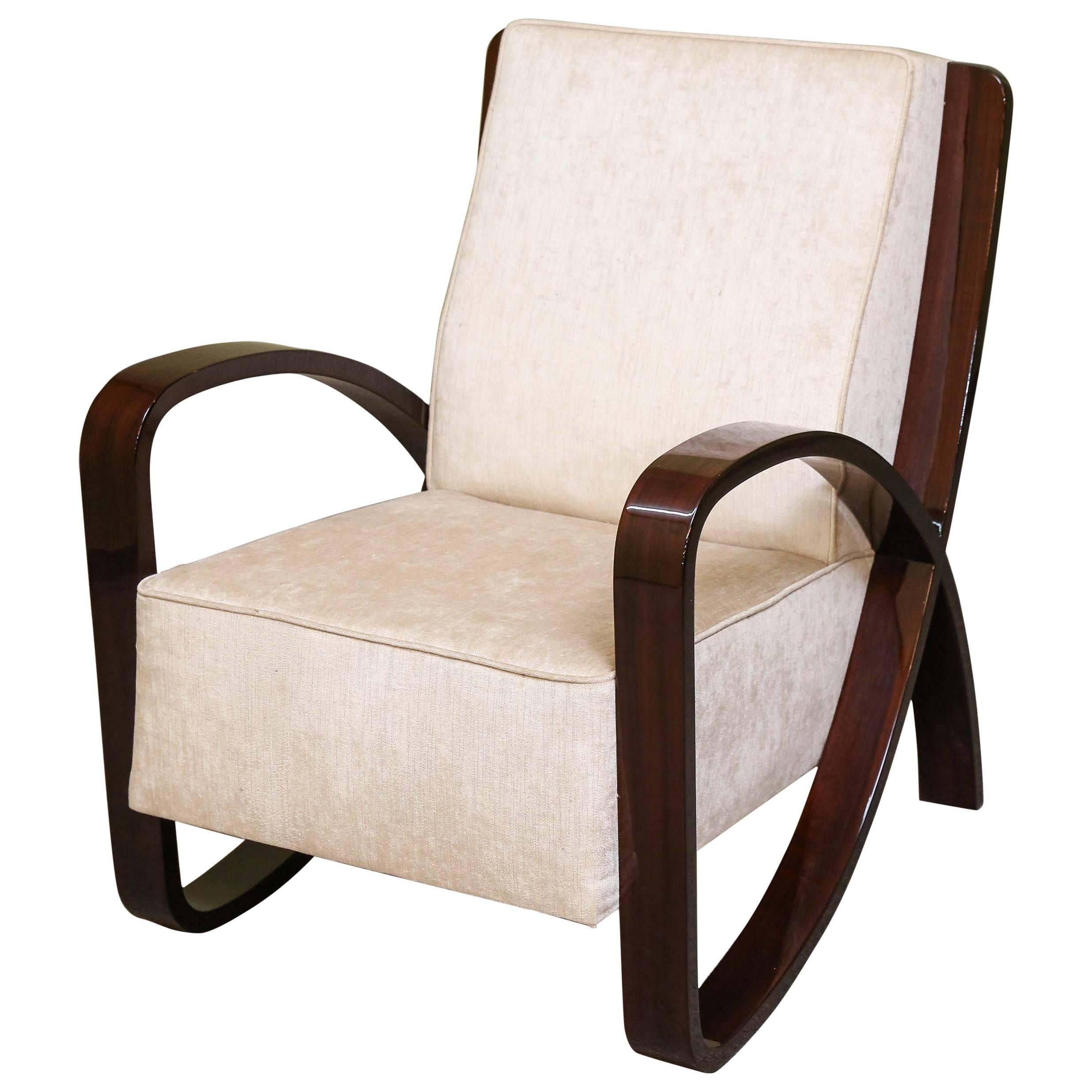 Pair of Art Deco Hungarian Armchairs in Walnut